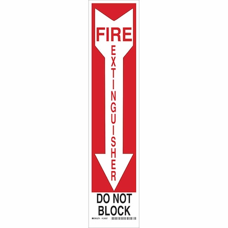 Brady Fire Extinguisher Sign, 18 in Height, 4 in Width, Aluminum, Rectangle, English 124565