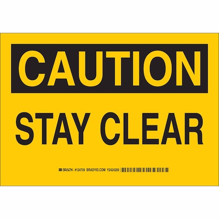 Brady Caution, Stay Clear, 14" W x 10" H, Rectangle, Aluminum, 124710 124710