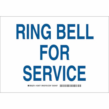 Brady Ring Bell for Service, 10" W x 7" H, Rectangle, Polyester, 124877 124877