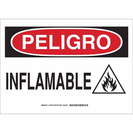 Brady Danger Sign, 10 in Height, 14 in Width, Polyester, Rectangle, Spanish 124958