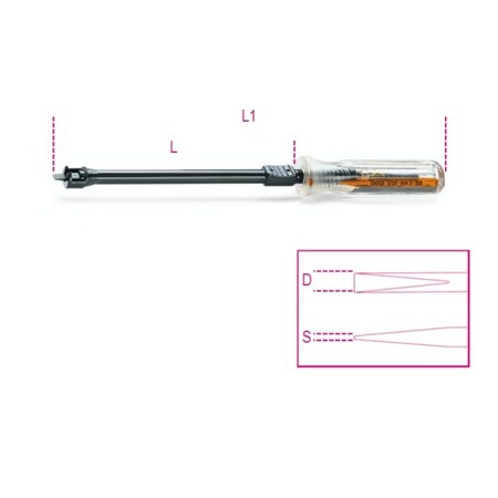 Beta Screwholding Screwdriver, 3mm x 125mm Slotted 0.5mm x 3mm 012500030