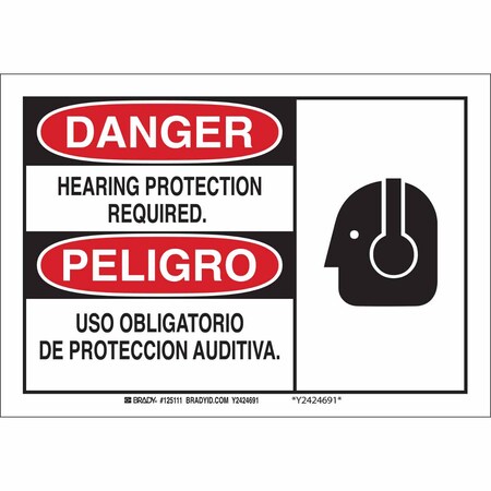 Brady Danger Sign, 7 in Height, 10 in Width, Polyester, Rectangle, English, Spanish 125111