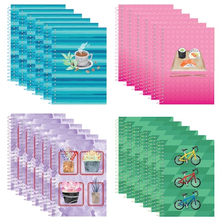 Roaring Spring Case of Notebooks, Wirebound, 7"x5", 80 sht, Recycled Pastel Paper, Personal Size, Asstd. Cover, PK24 12511cs