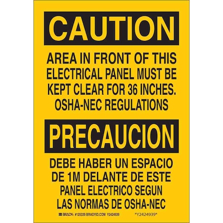Brady Safety Sign, 10 in Height, 7 in Width, Aluminum, Rectangle, English, Spanish 125337