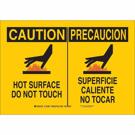 Brady Safety Sign, 7 in H, 10 in W, Aluminum, Rectangle, English, Spanish, 125385 125385