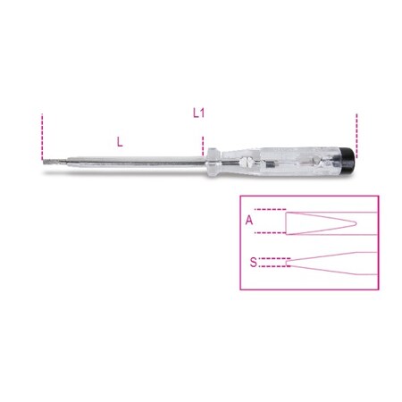 Beta Mains Testing Screwdriver, 150/250V 0.5mm x 3mm 100mm 012530001