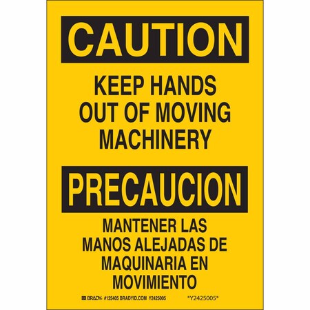 Brady Safety Sign, 14 in Height, 10 in Width, Plastic, Rectangle, English, Spanish 125407