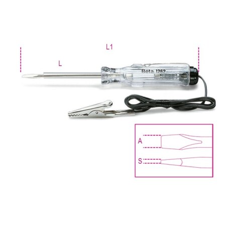 Beta Circuit Testing Screwdriver, 6-24V 0.5mm x 3mm 44mm 012540001