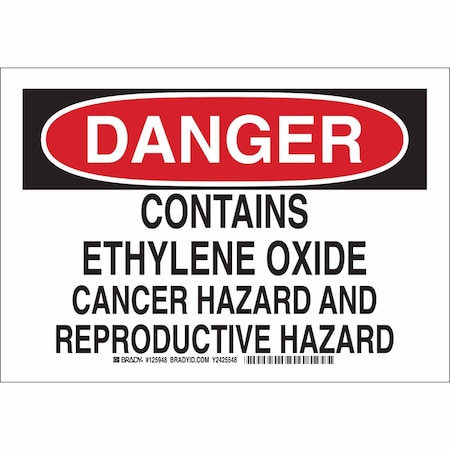 Brady Danger Sign, 7 in H, 10 in W, Polyester, Rectangle, English, 125948 125948