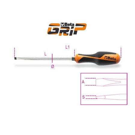 Beta Screwdriver, Hexagon, 10mm x 200mm 1.6mm x 10mm Round 012600159