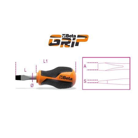 Beta Screwdriver, Extra-Short, 0.8x4x30mm 1.2mm x 6.5mm Round 012600103
