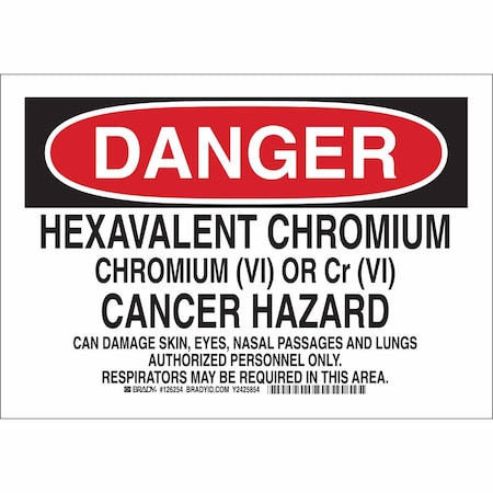 Brady Danger Sign, 10 in H, 14 in W, Plastic, Rectangle, English, 126256 126256