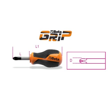 Beta Screwdriver, Extra-Short, 30mm Phillips #1 012620103