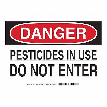 Brady Danger Sign, 10 in H, 14 in W, Polyester, Rectangle, English, 126359 126359