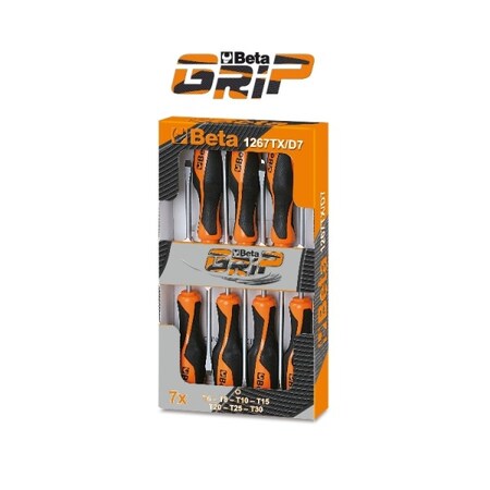 Beta Screwdriver Sets, 1267TX/D7, 7 pcs. T6, T8, T10, T15, T20, T25, T30 Round 012670307