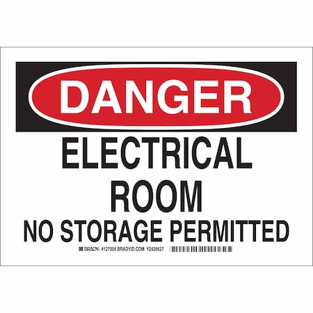 Brady Danger Sign, 7 in Height, 10 in Width, Aluminum, Rectangle, English 127002