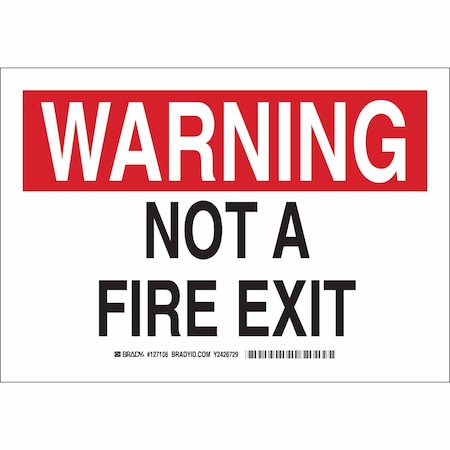 Brady Fire Exit Sign, Aluminum, 14" W, 10" H, Not A Fire Exit, White 127107