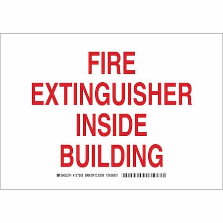 Brady Fire Ext Sign, 10X14", White/Red, Width: 14" 127209