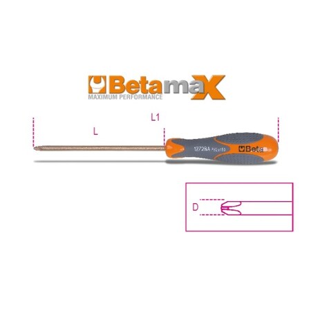 Beta Spark-Proof Screwdriver, PH1 Phillips #1 012720801