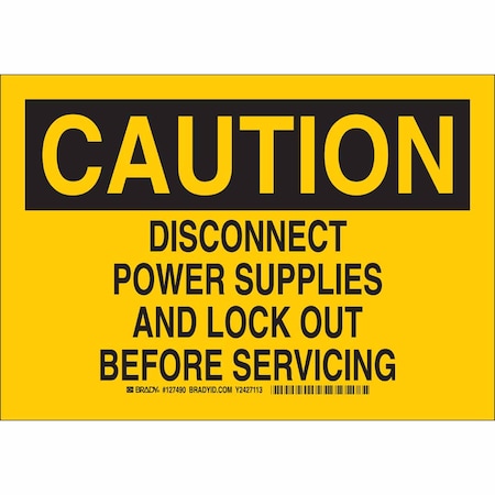 Brady Caution Sign, 10 in Height, 14 in Width, Plastic, Rectangle, English 127492