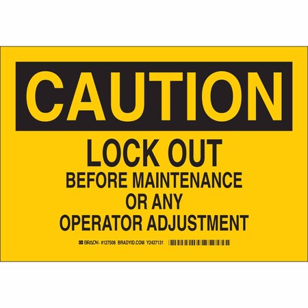 Brady Caution Sign, 7 in Height, 10 in Width, Plastic, Rectangle, English 127507