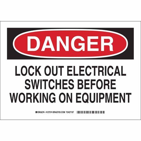 Brady Danger Sign, 10 in Height, 14 in Width, Aluminum, Rectangle, English 127575