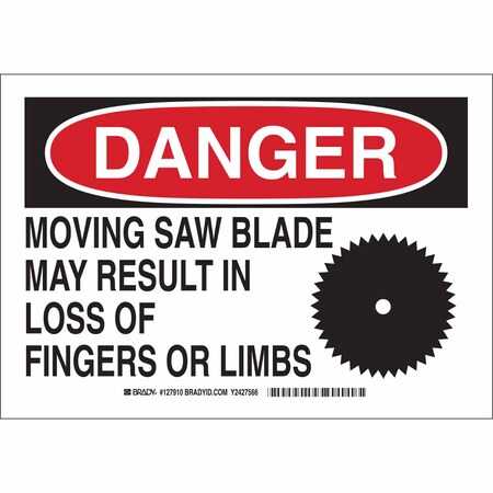 Brady Danger Sign, 10 in Height, 14 in Width, Aluminum, Rectangle, English 127911