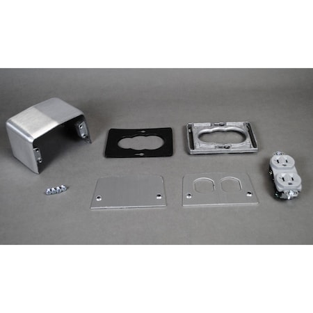 Wiremold Duplex Service Fitting, Gray, Aluminum 525H