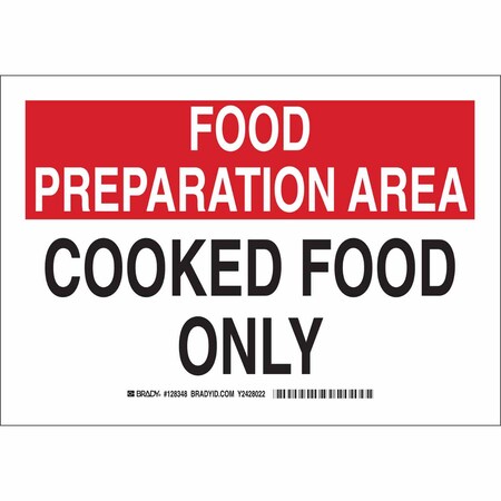 Brady Food Preparation Area, Cooked Food Only, 10" W x 7" H, Rectangle, Polyester, 128348 128348