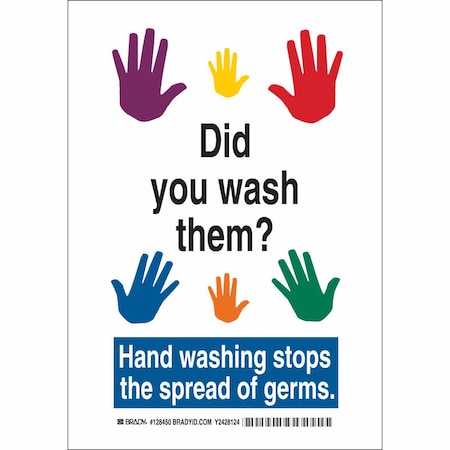 Brady Did You Wash Them?, Hand Washing Stops the Spread of Germs, 14 in x 10 in, Plastic, 128452 128452