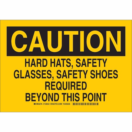 Brady Sign, Caution, 7X10", Black/Yellow, 128552 128552