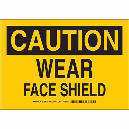 Brady Caution Sign, 7 in Height, 10 in Width, Aluminum, Rectangle, English 128646