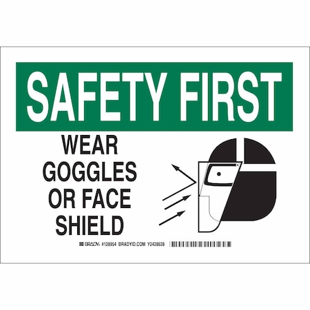 Brady Personal Protection Sign, 10 in Height, 14 in Width, Aluminum, Rectangle, English 128955