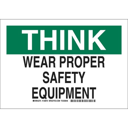 Brady Personal Protection Sign, 7 in Height, 10 in Width, Plastic, Rectangle, English 128971