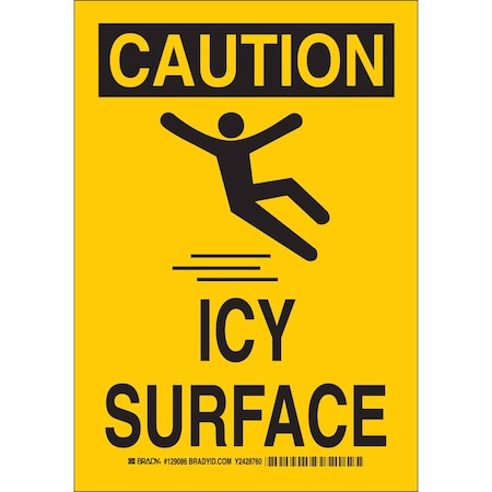 Brady Caution Sign, 10 in H, 7 in W, Plastic, Rectangle, English, 129085 129085