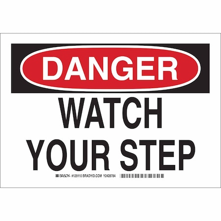 Brady Danger Sign, 7" H, 10" W, Aluminum, Rectangle, English, 129108 129108