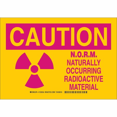 Brady Caution Sign, 10 in H, 14 in W, Aluminum, Rectangle, 129237 129237