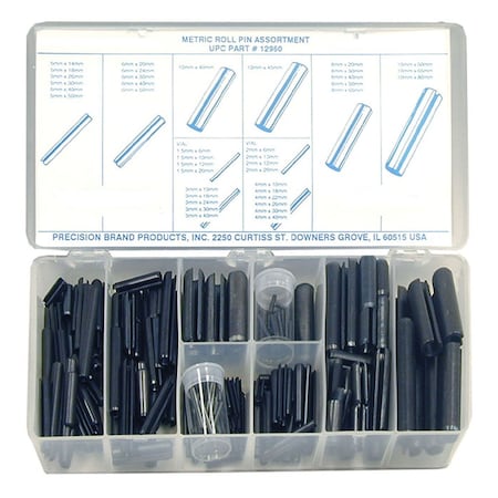 PRECISION BRAND Roll Pin Assortment, 300 pcs. 12925