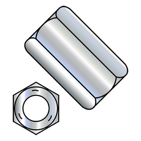 Zoro Select Coupling Nut, 1/2"-13, Steel, Grade 5, Zinc Plated, 1-3/4 in Lg, 3/4 in Hex Wd, 225 PK 502812NCUP5