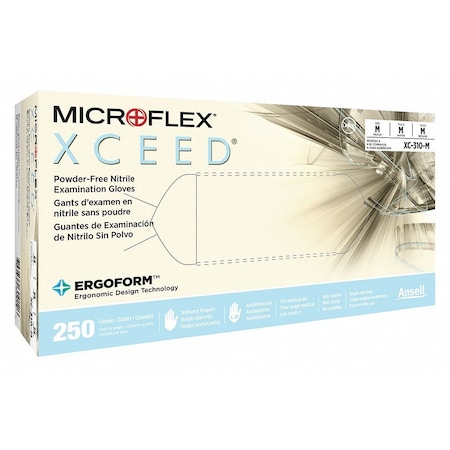 Ansell Microflex Disposable Nitrile Gloves, Exam Grade, Texture Finger, Powder-Free, S, Blue, PK250 XC-310-S
