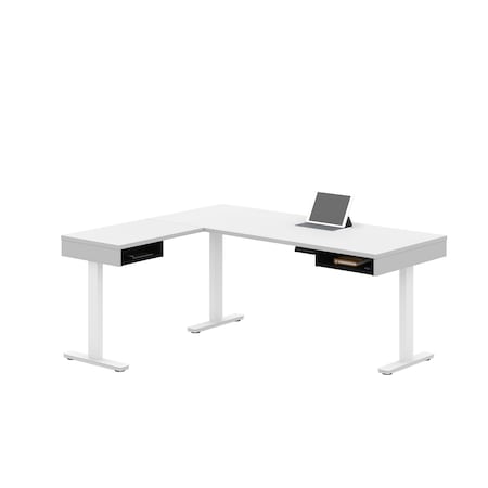 Bestar Pro-Vega Height Adjustable L-Desk, White/Black 130420-000017