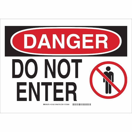 Brady Danger Sign, Aluminum, 14" W, 10" H, Do Not Enter, White 131616