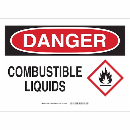 Brady Danger Sign, 7 in H, 10 in W, Polyester, Rectangle, English, 131807 131807