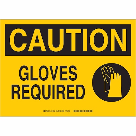 Brady Caution Sign, 7 in Height, 10 in Width, Aluminum, Rectangle, English 131927