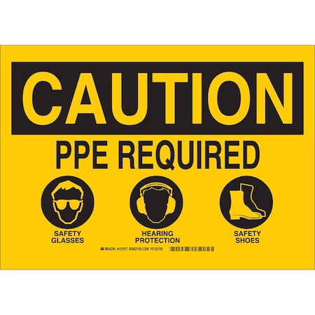 Brady Caution Sign, Fiberglass, Rectangle, English 131978