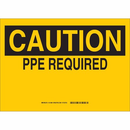 Brady Caution Sign, 10 in Height, 14 in Width, Fiberglass, Rectangle, English 131990