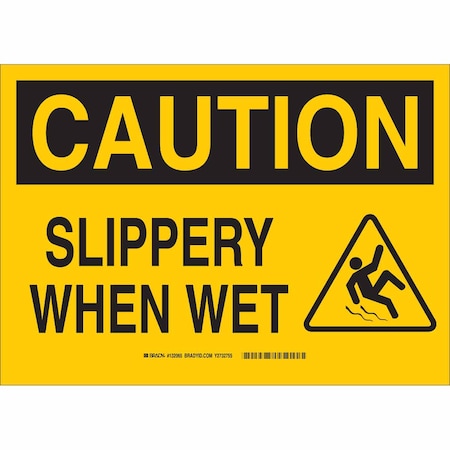 Brady Caution Sign, 10" H, 14" W, Plastic, Rectangle, English, 132063 132063