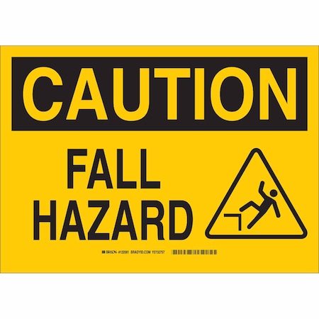 Brady Caution Sign, 10 in H, 14 in W, Plastic, Rectangle, English, 132079 132079