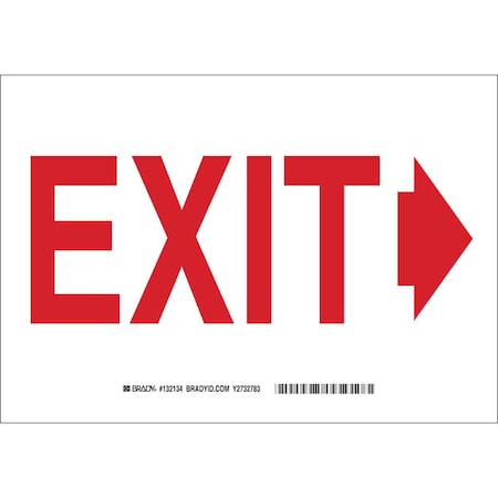 Brady Exit Sign, Polyester, 10" W, 7" H, Exit, White 132134