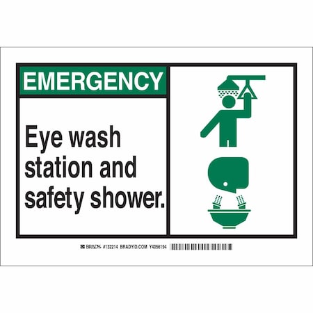 Brady Emergency, Eye Wash Station and Safety Shower, 14" W x 10" H, Rectangle, Plastic, 132215 132215